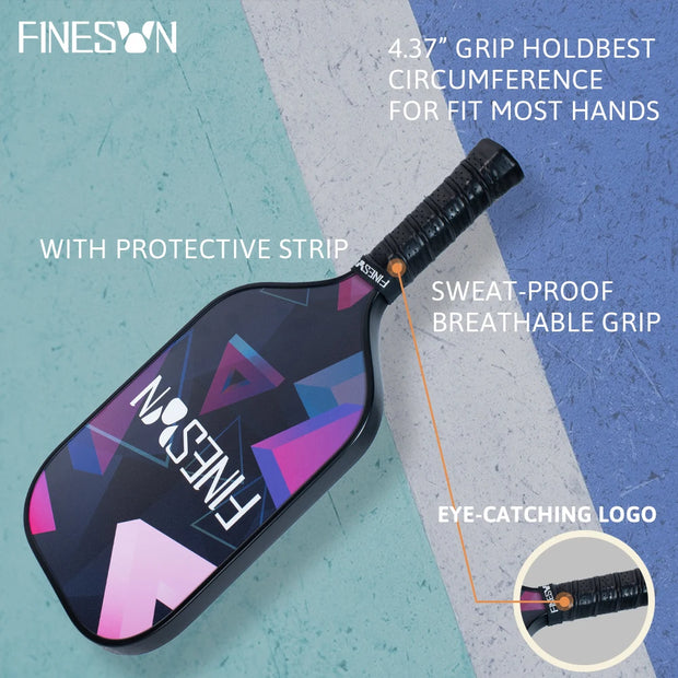 Pickleball Set with 16mm Large Sweet Spot PP Honeycomb Core 2 Rackets 4 Balls Rubber Edge