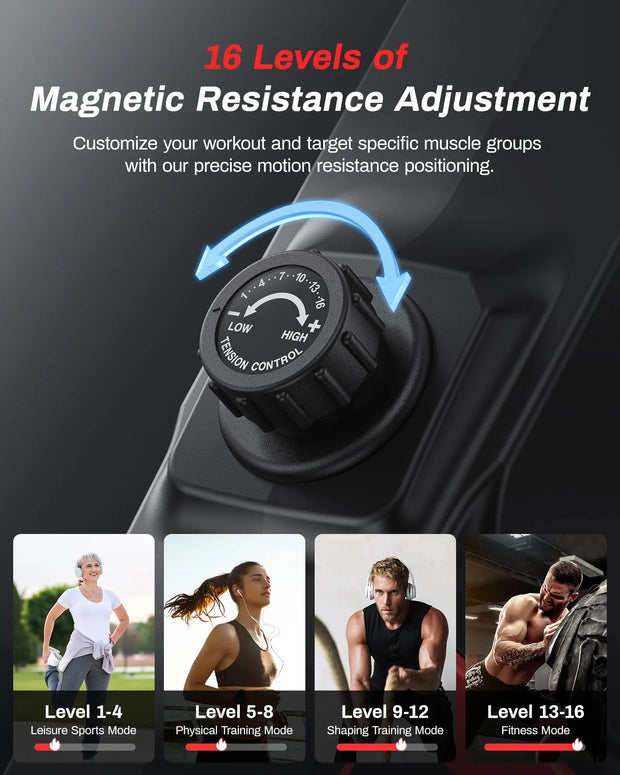 16 Level Quiet Resistance Foldable Compact Rowing Machine