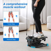 330LBS Capacity Dual Exercise Stepper with Resistance Bands for Home or Gym Workout