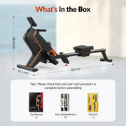 16 Level Quiet Resistance Foldable Compact Rowing Machine