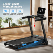 Foldable Incline Quiet Double Deck Technology Treadmill 4 Silicone Shock Cushion Heart Rate Monitoring