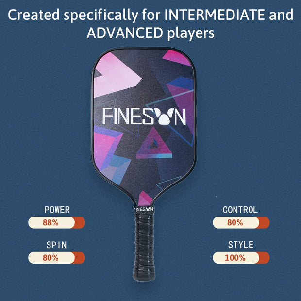 Pickleball Set with 16mm Large Sweet Spot PP Honeycomb Core 2 Rackets 4 Balls Rubber Edge