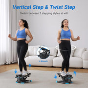 330LBS Capacity Dual Exercise Stepper with Resistance Bands for Home or Gym Workout