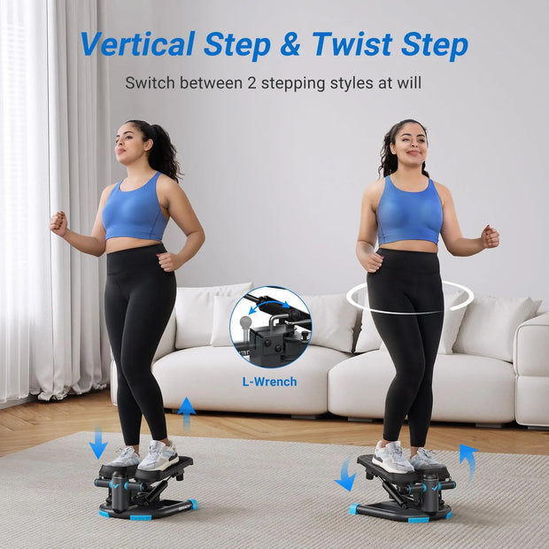 330LBS Capacity Dual Exercise Stepper with Resistance Bands for Home or Gym Workout