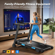 Foldable Incline Quiet Double Deck Technology Treadmill 4 Silicone Shock Cushion Heart Rate Monitoring