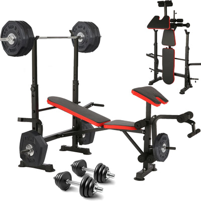 6 in 1 Weight Bench Set with Squat Rack, Bench Press Set with Barbell Rack, Adjustable Incline Bench