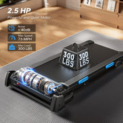 Foldable Incline Quiet Double Deck Technology Treadmill 4 Silicone Shock Cushion Heart Rate Monitoring
