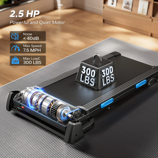 Foldable Incline Quiet Double Deck Technology Treadmill 4 Silicone Shock Cushion Heart Rate Monitoring