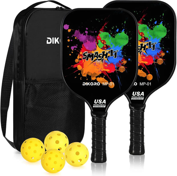USAPA Lightweight Graphite Textured Surface Fiberglass Face Pickleball Paddles With Accessories
