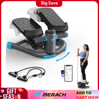 330LBS Capacity Dual Exercise Stepper with Resistance Bands for Home or Gym Workout