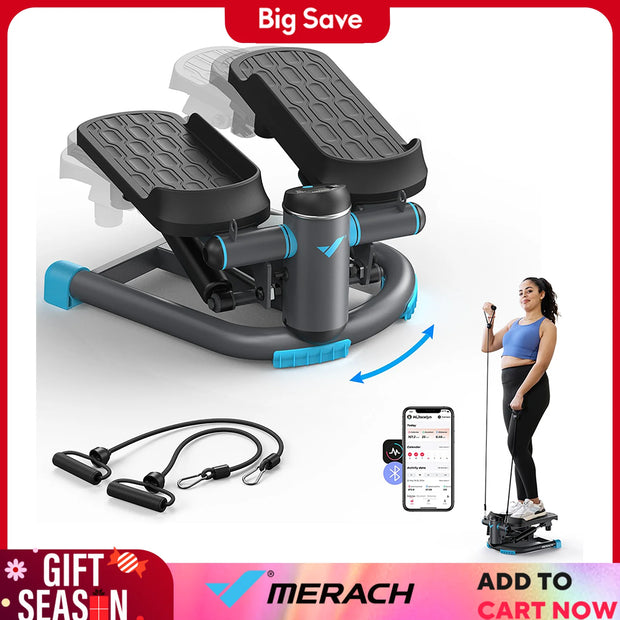 330LBS Capacity Dual Exercise Stepper with Resistance Bands for Home or Gym Workout