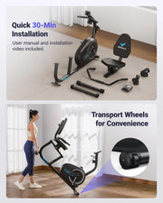 Recumbent Exercise Bike Bluetooth Exclusive App Connectivity LCD Heart Rate Handle