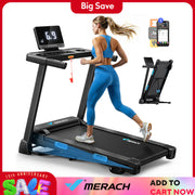 Foldable Incline Quiet Double Deck Technology Treadmill 4 Silicone Shock Cushion Heart Rate Monitoring