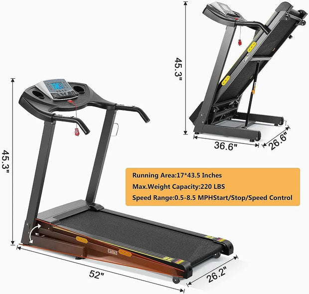 17'' Electric Treadmills 2.5HP/8.5MPH with 15 Training Programs
