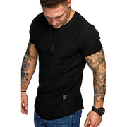 Men's Solid o Neck Summer Fitness Short-Sleeve Top