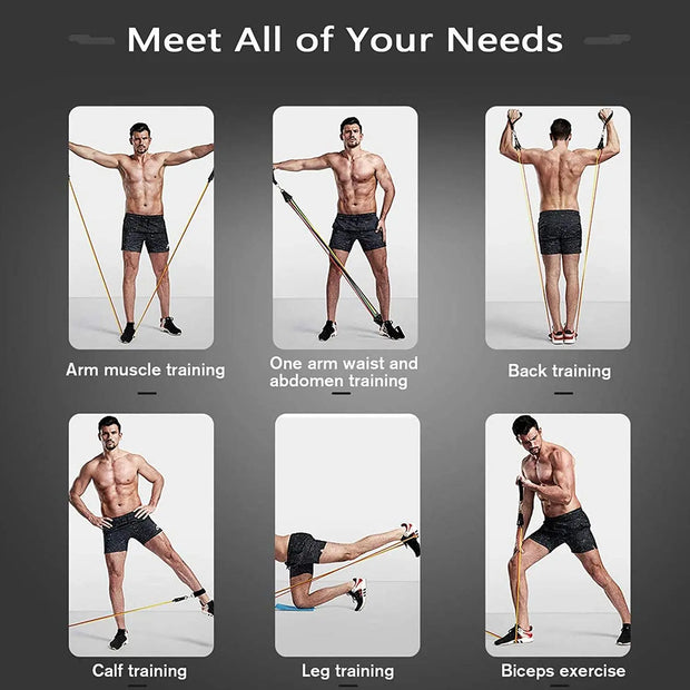 11 pc. Latex resistance Pull bands for Pilates, yoga and CrossFit fitness