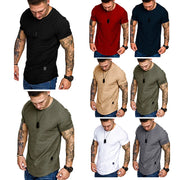 Men's Solid o Neck Summer Fitness Short-Sleeve Top