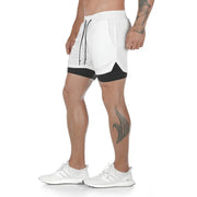 Men's 2 In 1 Quick Drying Running Shorts Gym Exercise Shorts