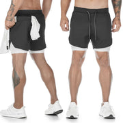 Men's 2 In 1 Quick Drying Running Shorts Gym Exercise Shorts