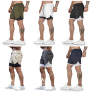 Men's 2 In 1 Quick Drying Running Shorts Gym Exercise Shorts