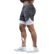 Men's 2 In 1 Quick Drying Running Shorts Gym Exercise Shorts