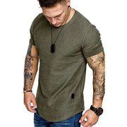 Men's Solid o Neck Summer Fitness Short-Sleeve Top