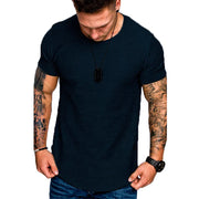Men's Solid o Neck Summer Fitness Short-Sleeve Top