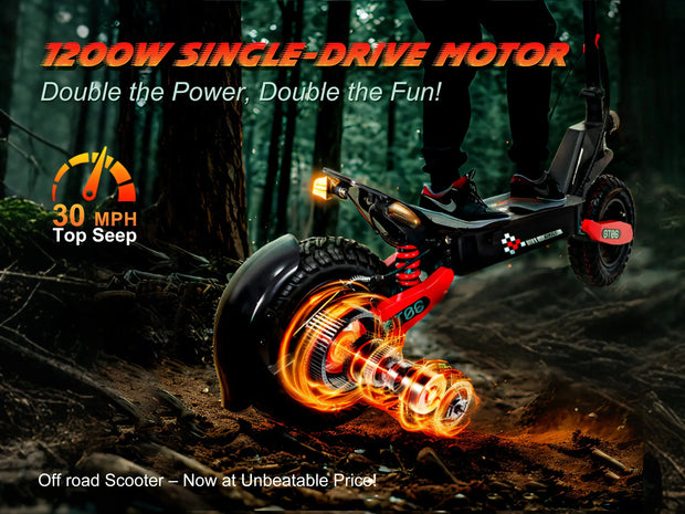 1200W Foldable E-Scooter for Adults -Max Speed 30MPH, 48V 13AH/23.4AH, 11"Off-Road Tires