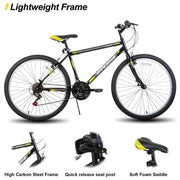 24/26 inch Mountain Bike for Men Women, 21 Speeds High-Carbon Steel Frame