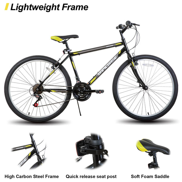 24/26 inch Mountain Bike for Men Women, 21 Speeds High-Carbon Steel Frame
