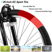 26 Inch Women‘s Mountain Bike, 21 Speeds, Steel Frame with Suspension Fork