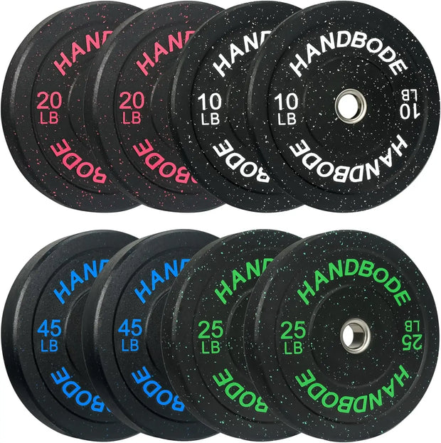 High Bounce Bumper Weight Plate Set for Home Gym, Colored Rubber Weights