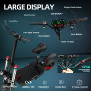 48-72V Hydraulic / Spring Suspension Foldable E-Scooter with Seat For Adults