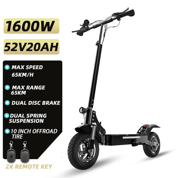 48-72V Hydraulic / Spring Suspension Foldable E-Scooter with Seat For Adults