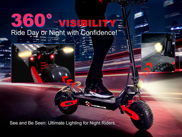 1200W Foldable E-Scooter for Adults -Max Speed 30MPH, 48V 13AH/23.4AH, 11"Off-Road Tires