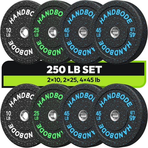 High Bounce Bumper Weight Plate Set for Home Gym, Colored Rubber Weights