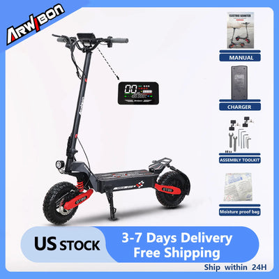 1200W Foldable E-Scooter for Adults -Max Speed 30MPH, 48V 13AH/23.4AH, 11"Off-Road Tires