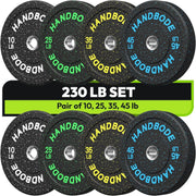 High Bounce Bumper Weight Plate Set for Home Gym, Colored Rubber Weights
