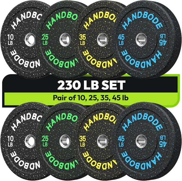 High Bounce Bumper Weight Plate Set for Home Gym, Colored Rubber Weights