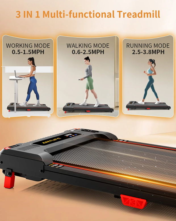 Under Desk Incline Walking Pad Treadmill 330lbs Capacity, 2.5HP