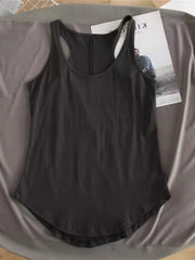 Women's Summer O-neck Sleeveless Solid Color Loose Basic Camisole Fitness Sport Tank Top