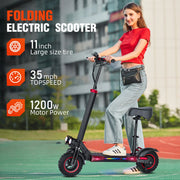 1200W Foldable Electric  Commuter E-scooter with Seat for Adults 11'' Off-road Tires