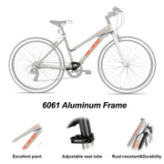 Step-Over or Step-Through Frame Hybrid Urban Commuter Bike, 7 Speeds