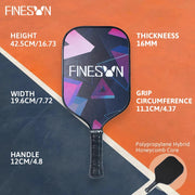 Pickleball Set with 16mm Large Sweet Spot PP Honeycomb Core 2 Rackets 4 Balls Rubber Edge