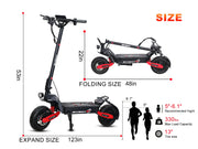 1200W Foldable E-Scooter for Adults -Max Speed 30MPH, 48V 13AH/23.4AH, 11"Off-Road Tires