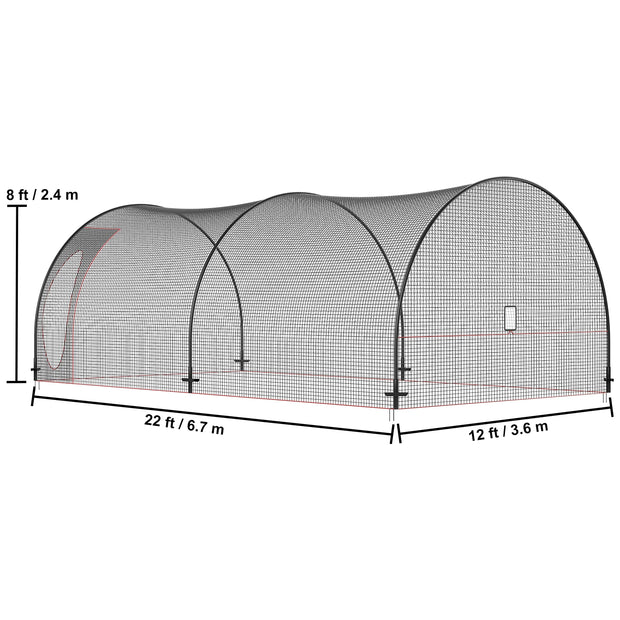 12/22/33/40 FT Heavy Duty Portable Baseball Enclosed Batting Pitching Cage Net with Carry Bag