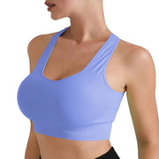 Women Gym Workout Crop Top Yoga Vest Shockproof With Chest Pad