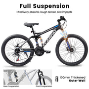 21-Speed Dual Full Suspension Mountain Bike 24/26/27.5 Inch