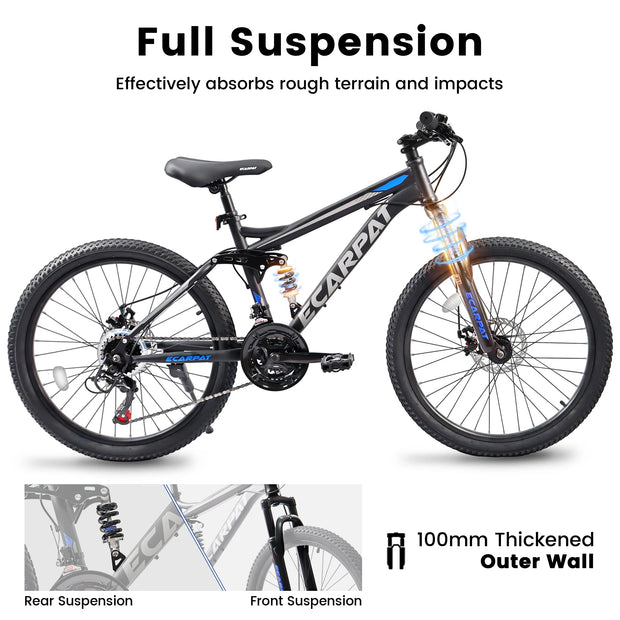 21-Speed Dual Full Suspension Mountain Bike 24/26/27.5 Inch