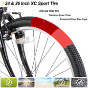 24/26 inch Mountain Bike for Men Women, 21 Speeds High-Carbon Steel Frame
